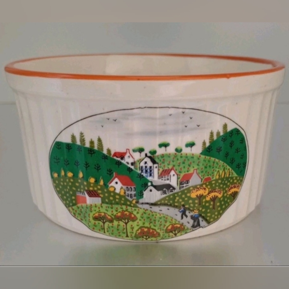 Newcor Stoneware Ramekin Country Village - 4" Wide And 2" Deep